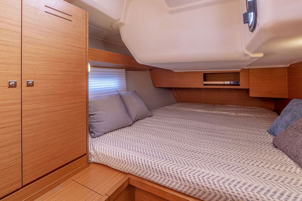 Cabin on Trinity, a Dufour 430 sailboat at Athens, Greece
