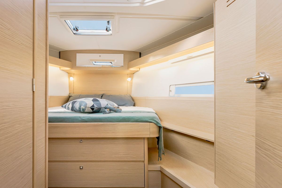 Cabin on Trinity, a Dufour 430 sailboat at Athens, Greece