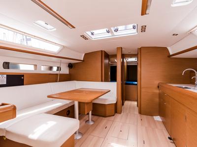 Salon of Odysseus, a Jeanneau Sun Odyssey 479 sailboat at Tourlos, Greece