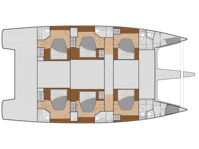 Floor plan of Premium +, a Fountaine Pajot Samana 59 catamaran at Procida, Italy