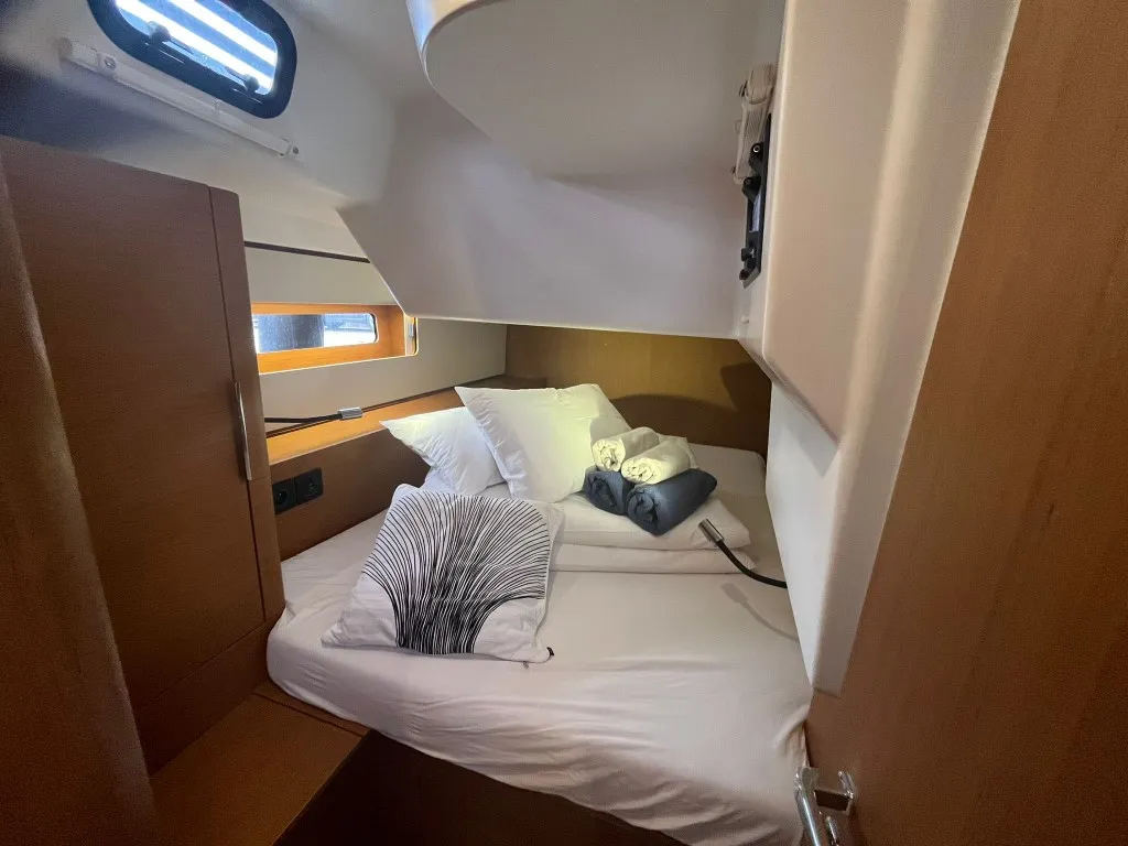 Cabin on Checkmate, a Beneteau First 44 sailboat at Split, Croatia