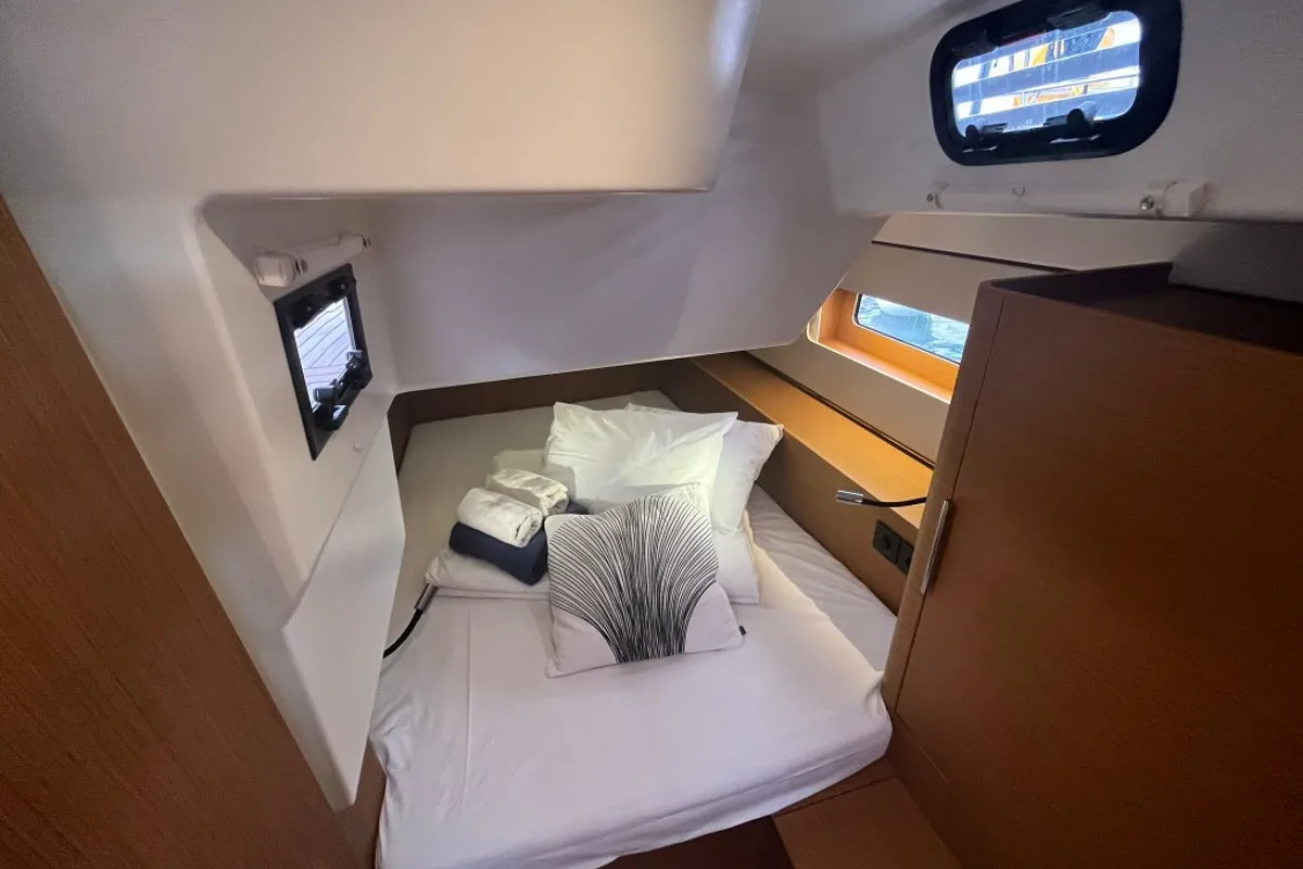 Cabin on Checkmate, a Beneteau First 44 sailboat at Split, Croatia
