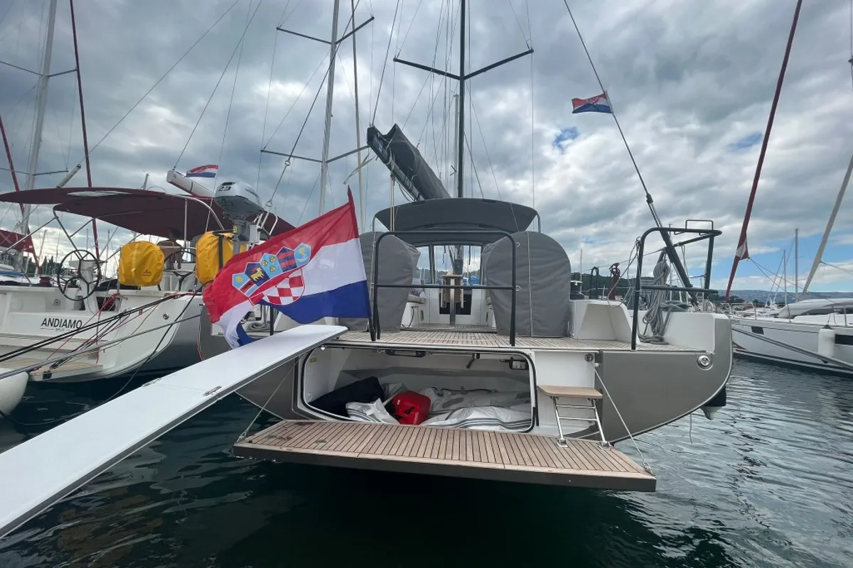 Exterior view of Checkmate, a Beneteau First 44 sailboat at Split, Croatia