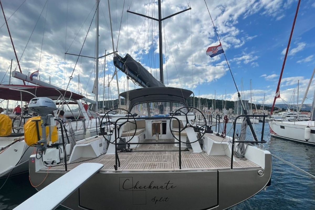 Exterior view of Checkmate, a Beneteau First 44 sailboat at Split, Croatia