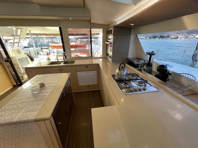 Galley of Lamela, a Fountaine Pajot Saba 50 catamaran at Municipal Unit of Lefkada, Greece
