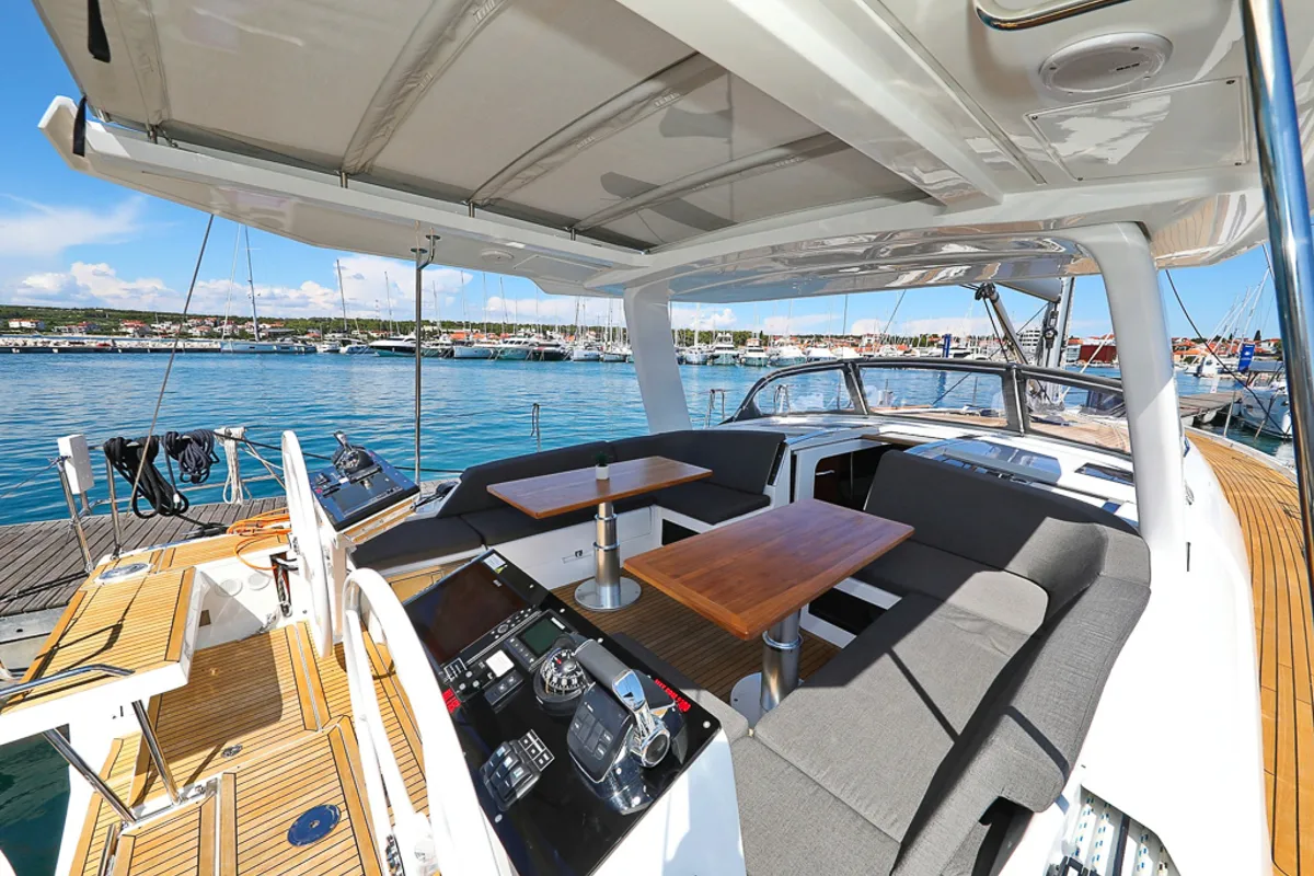 Deck of I'm Alone, a Hanse Yachts Hanse 460 sailboat at Pirovac, Croatia