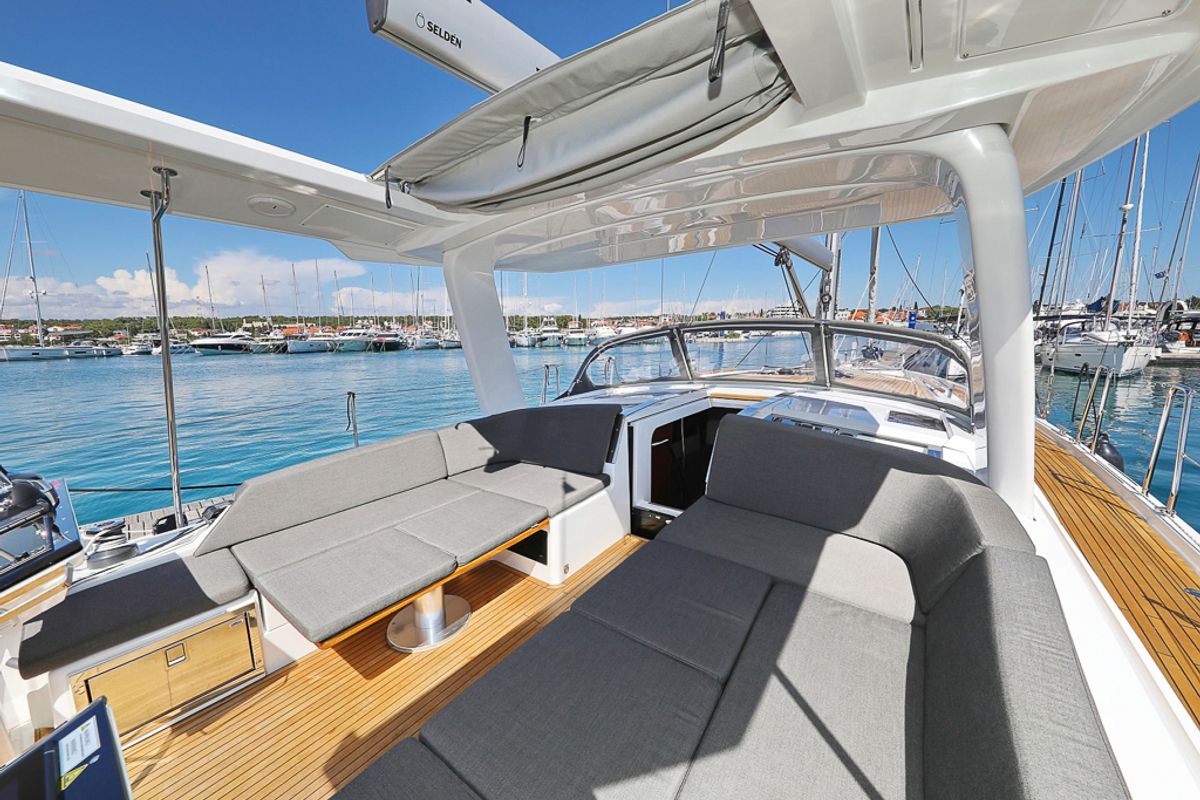 Deck of I'm Alone, a Hanse Yachts Hanse 460 sailboat at Pirovac, Croatia