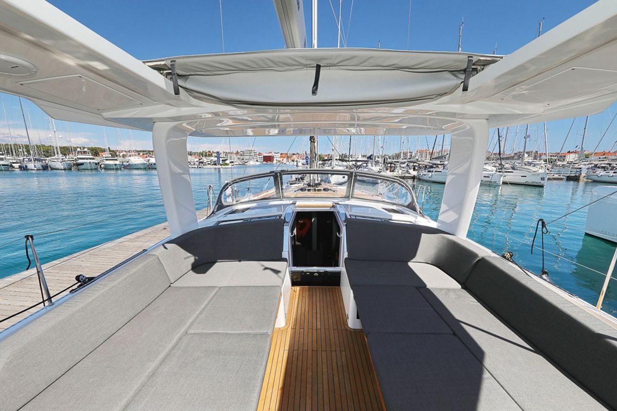 Deck of I'm Alone, a Hanse Yachts Hanse 460 sailboat at Pirovac, Croatia
