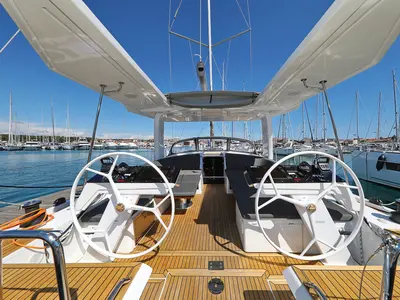 Cockpit of I'm Alone, a Hanse Yachts Hanse 460 sailboat at Pirovac, Croatia
