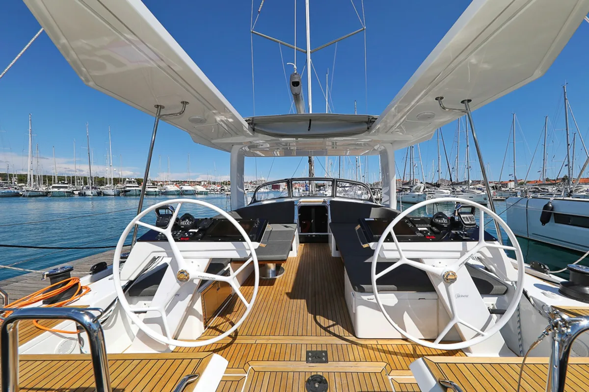 Cockpit of I'm Alone, a Hanse Yachts Hanse 460 sailboat at Pirovac, Croatia