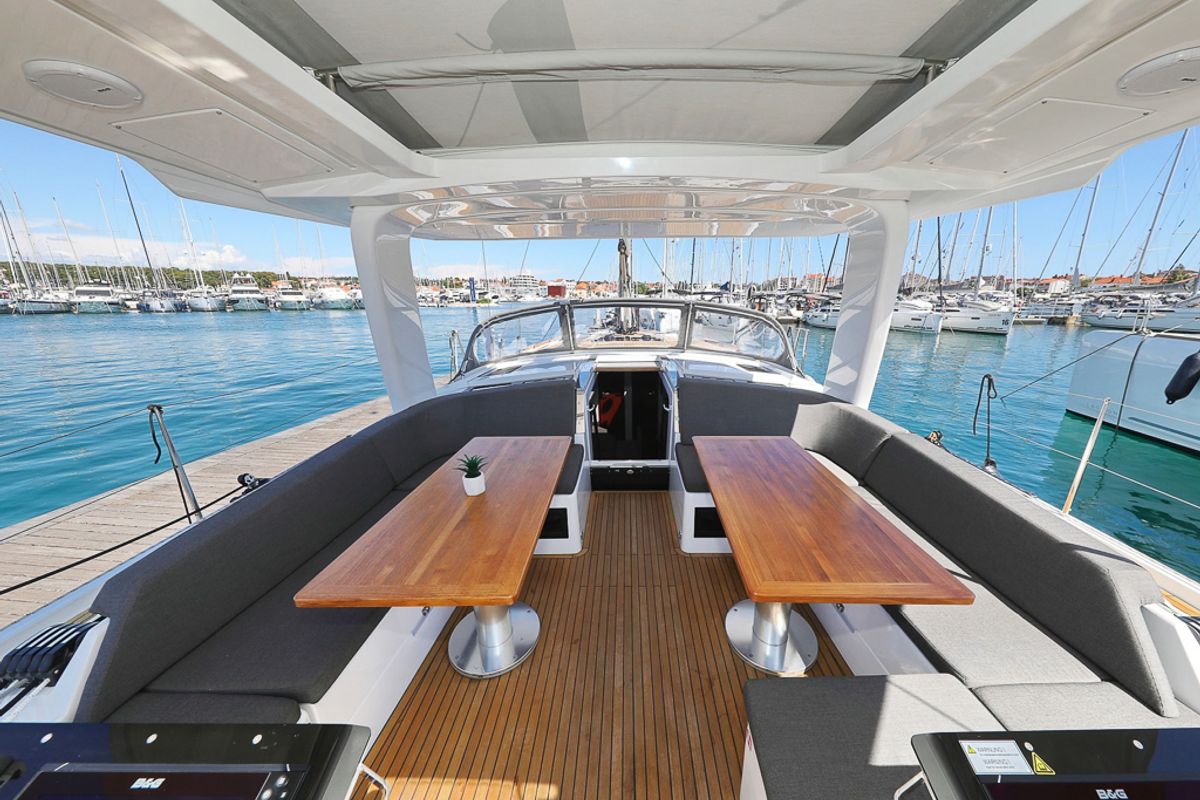 Deck of I'm Alone, a Hanse Yachts Hanse 460 sailboat at Pirovac, Croatia