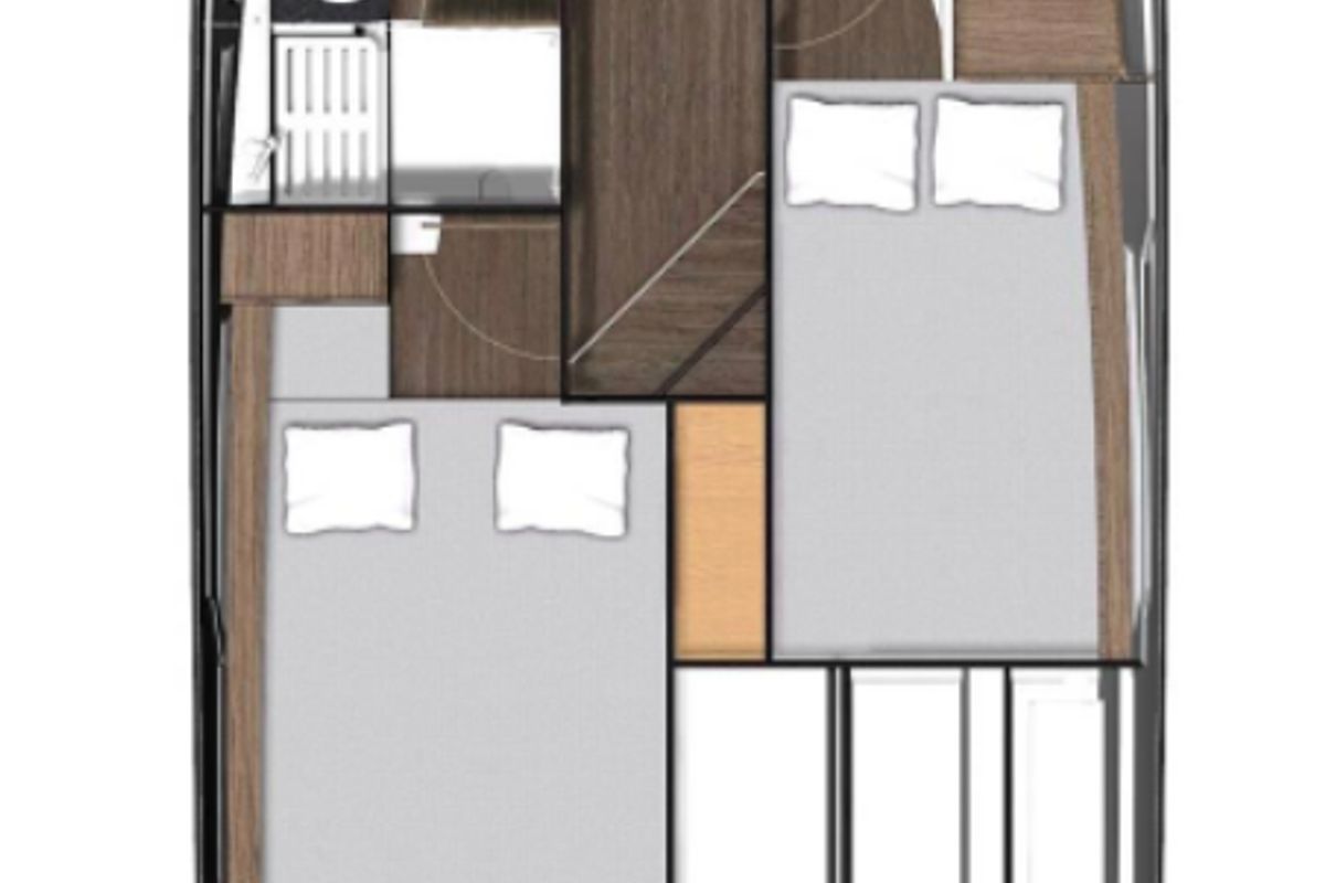 Floor plan of Talos, a Jeanneau Merry Fisher 1095 motorboat at Grad Biograd na Moru, Croatia