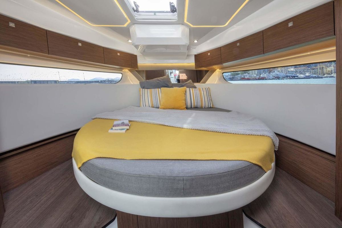 Cabin on Talos, a Jeanneau Merry Fisher 1095 motorboat at Grad Biograd na Moru, Croatia