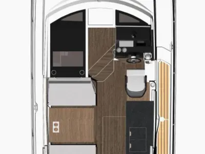Floor plan of Talos, a Jeanneau Merry Fisher 1095 motorboat at Grad Biograd na Moru, Croatia