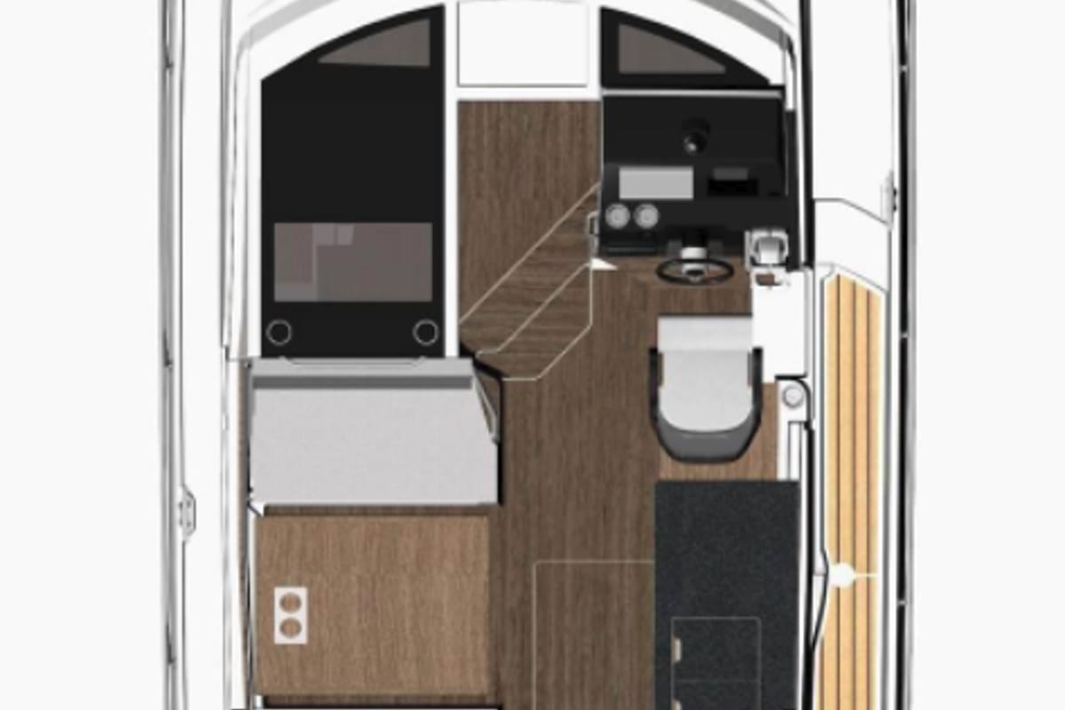 Floor plan of Talos, a Jeanneau Merry Fisher 1095 motorboat at Grad Biograd na Moru, Croatia
