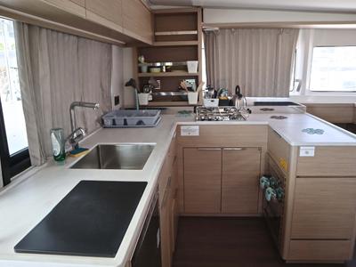 Galley of Krista, a Lagoon 46 catamaran at Athens, Greece
