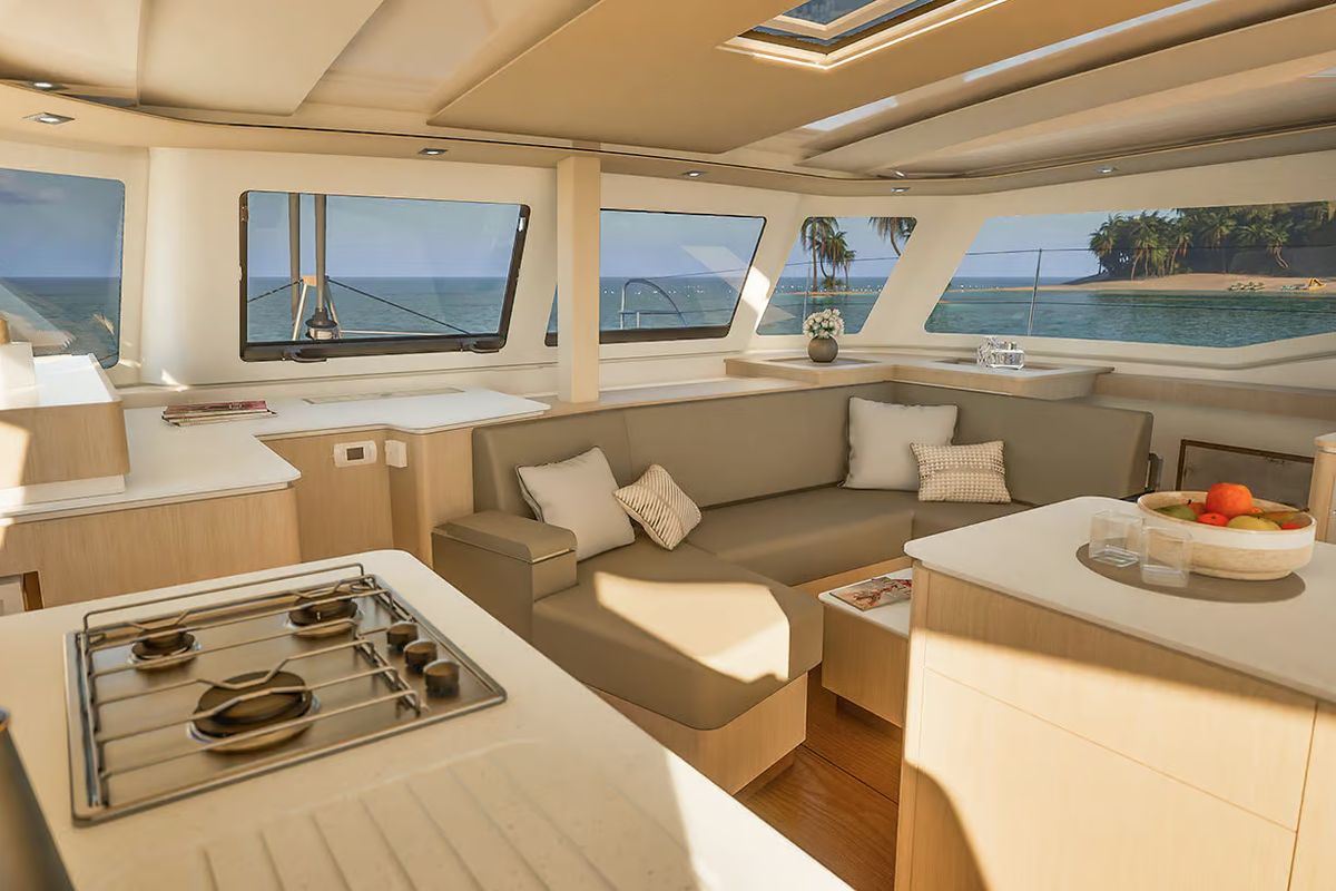 Salon of Keep It Movin', a Fountaine Pajot FP 41 Maesto 3 catamaran at Road Town, British Virgin Islands