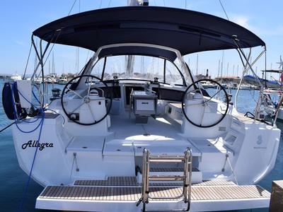 Deck of Allegra, a Beneteau Oceanis 48 sailboat at U Pàize/Carloforte, Italy