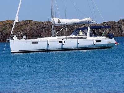 Exterior view of Allegra, a Beneteau Oceanis 48 sailboat at U Pàize/Carloforte, Italy