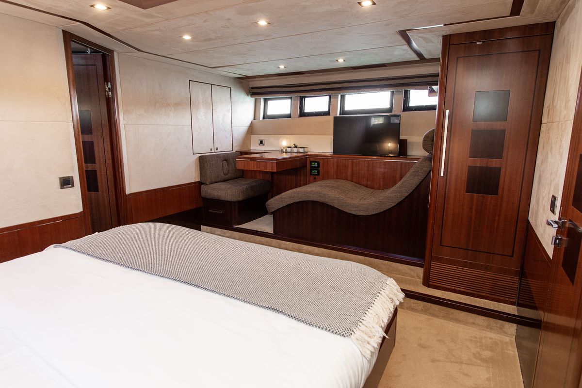Cabin on Le Chiffre, a Galeon 640 Fly yacht at Grad Šibenik, Croatia