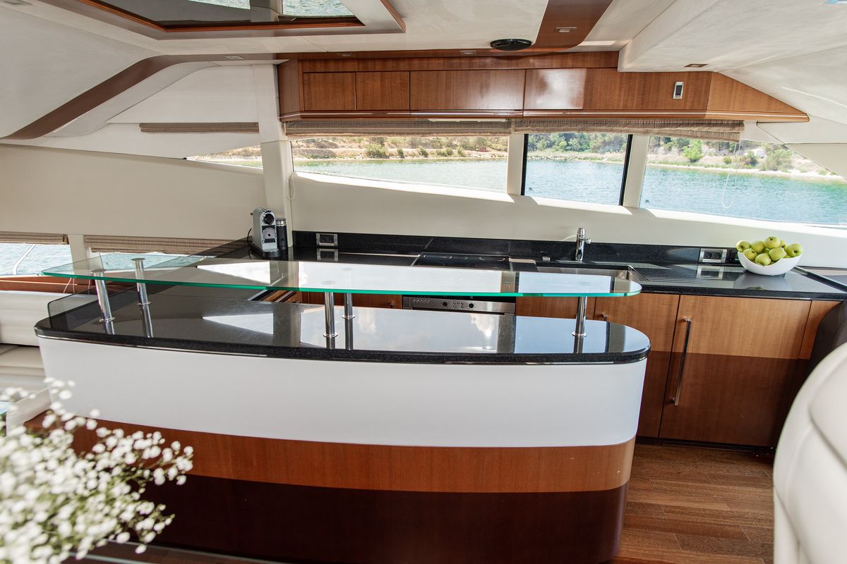 Galley of Le Chiffre, a Galeon 640 Fly yacht at Grad Šibenik, Croatia