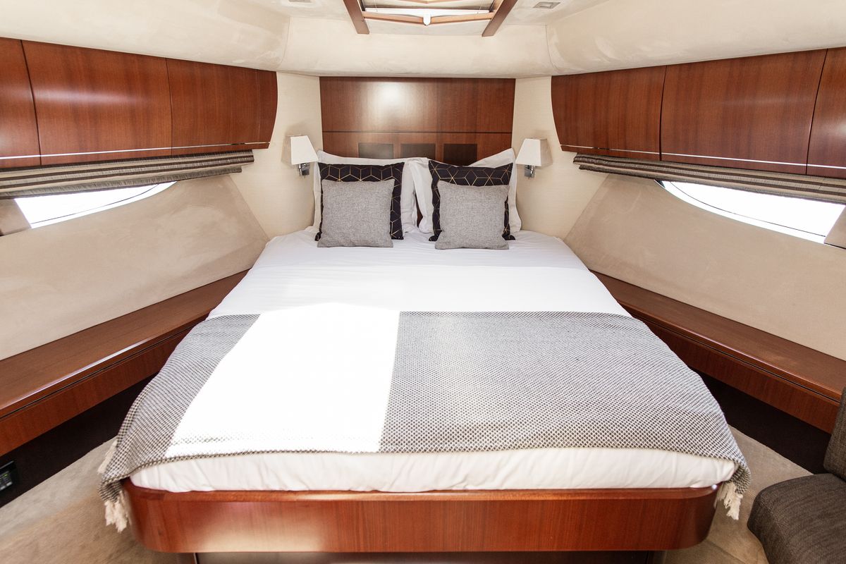 Cabin on Le Chiffre, a Galeon 640 Fly yacht at Grad Šibenik, Croatia
