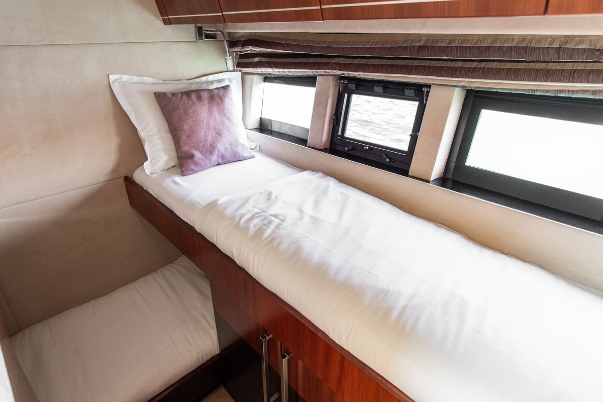 Cabin on Le Chiffre, a Galeon 640 Fly yacht at Grad Šibenik, Croatia