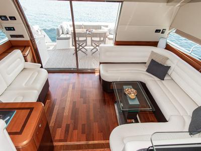Salon of Le Chiffre, a Galeon 640 Fly yacht at Grad Šibenik, Croatia