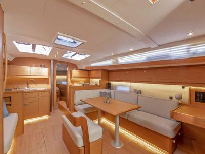 Salon of Sandra, a Dufour 430 GL sailboat at Marmaris, Turkey