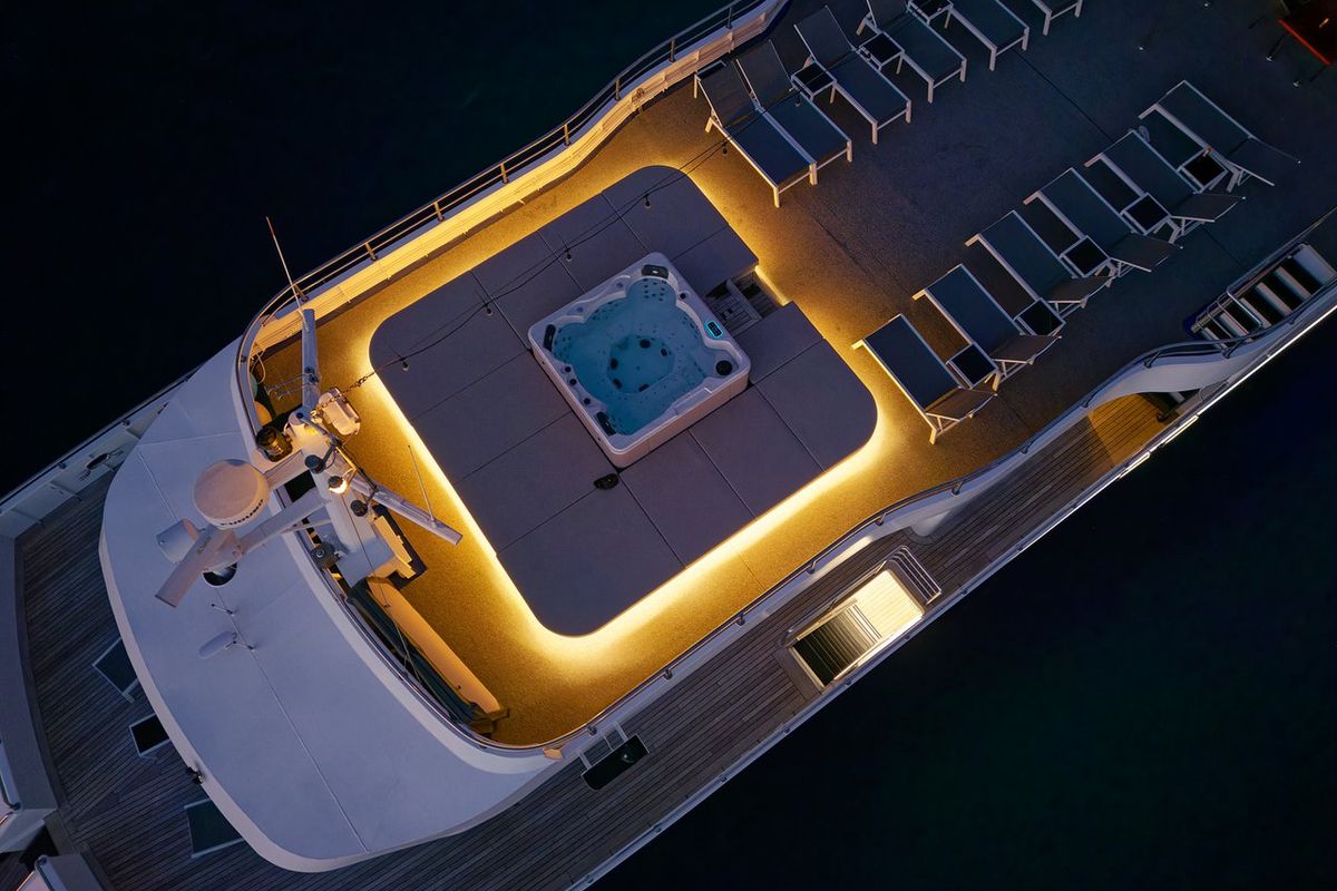 Deck of Lupus Mare, a Custom Made Lupus Mare motorboat at Split, Croatia