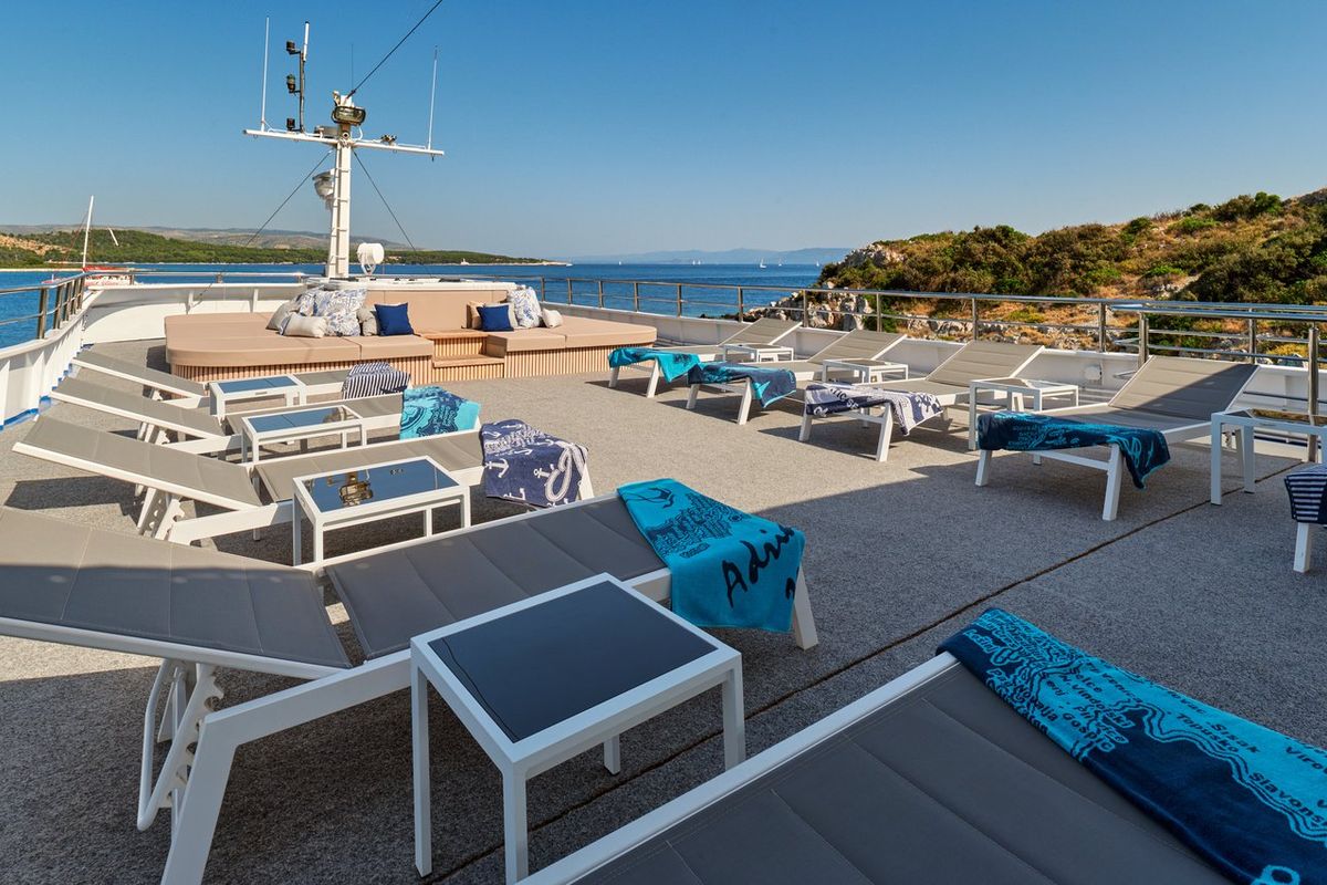 Deck of Lupus Mare, a Custom Made Lupus Mare motorboat at Split, Croatia