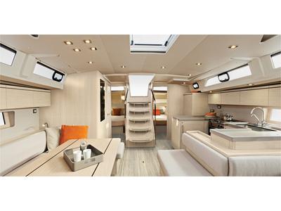 Salon of Barracuda (Refit 2026 - A/C - Generator - Electric Heads - 12 Pax), a Beneteau Oceanis 51.1 sailboat at Gouvia, Gre…