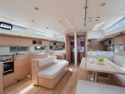 Galley of Barracuda (Refit 2026 - A/C - Generator - Electric Heads - 12 Pax), a Beneteau Oceanis 51.1 sailboat at Gouvia, Gr…