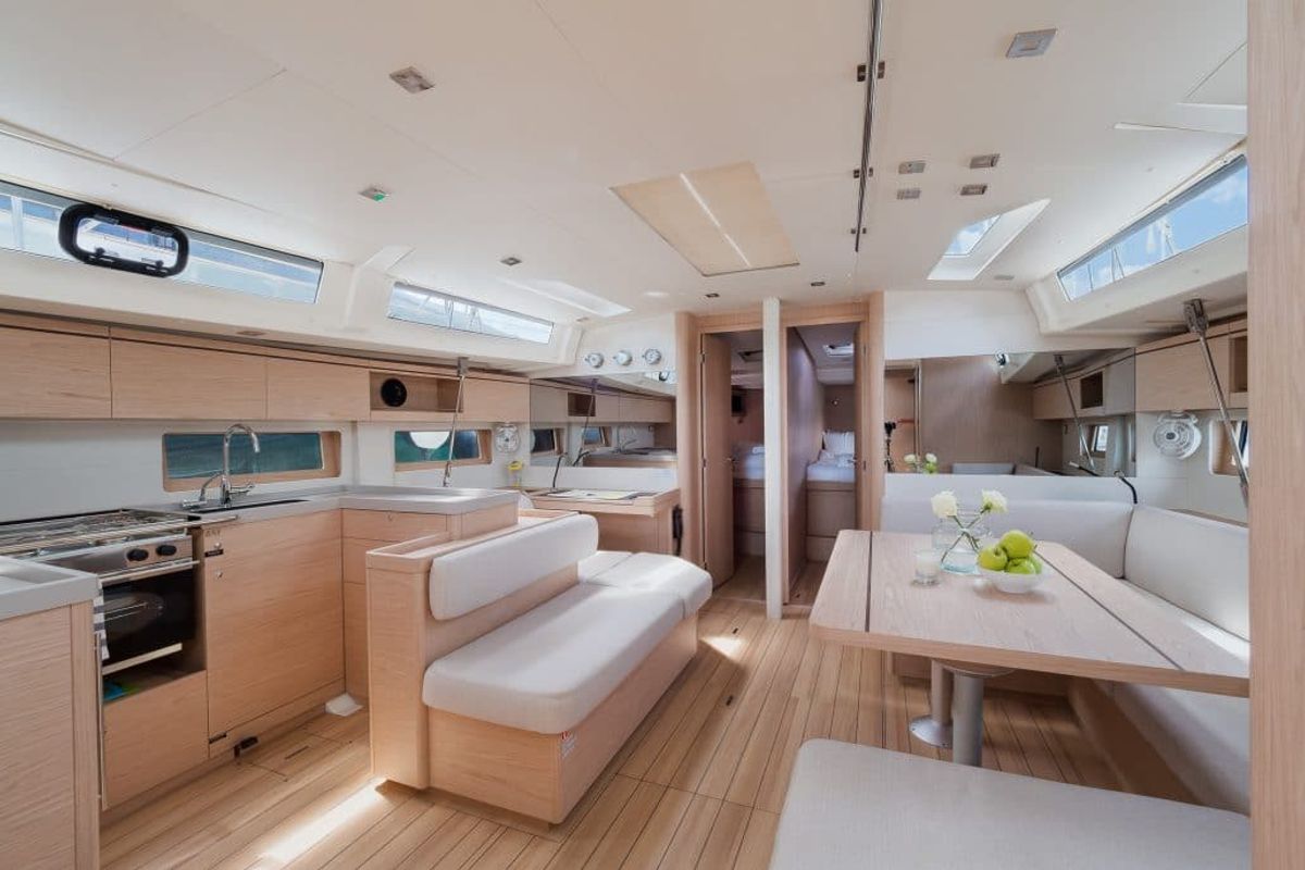 Galley of Barracuda (Refit 2026 - A/C - Generator - Electric Heads - 12 Pax), a Beneteau Oceanis 51.1 sailboat at Gouvia, Gr…
