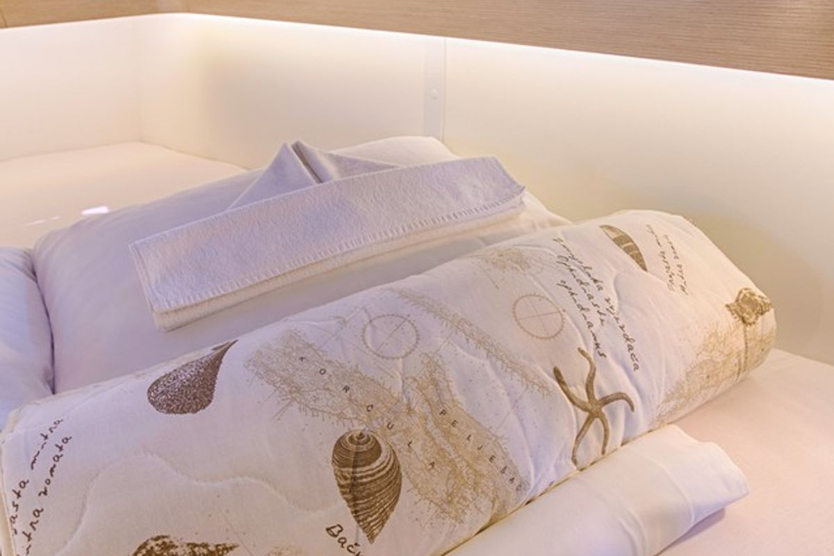 Cabin on Lion, a Elan Impression 45 sailboat at Split, Croatia