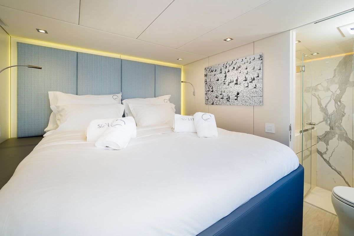 Cabin on Solitaire, a Sunreef Yachts Sunreef 50 catamaran at Grad Kaštela, Croatia