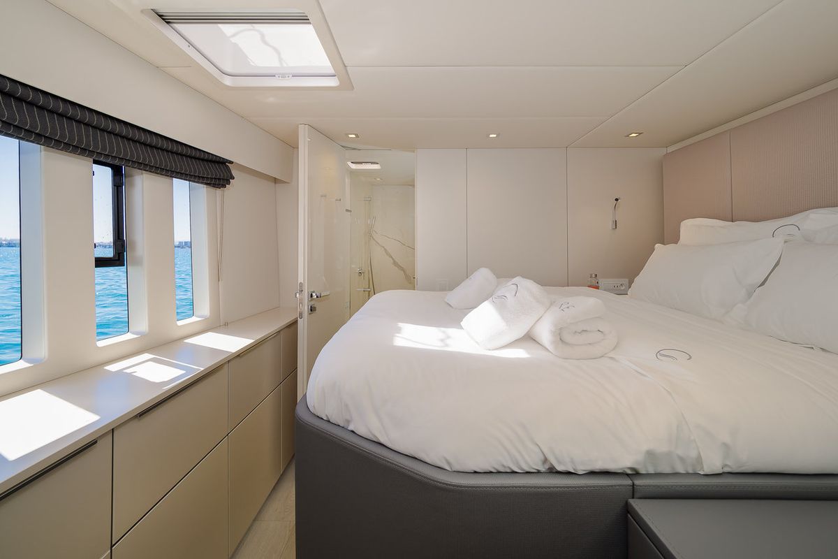 Cabin on Solitaire, a Sunreef Yachts Sunreef 50 catamaran at Grad Kaštela, Croatia