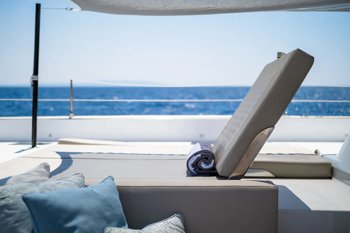 Deck of Solitaire, a Sunreef Yachts Sunreef 50 catamaran at Grad Kaštela, Croatia