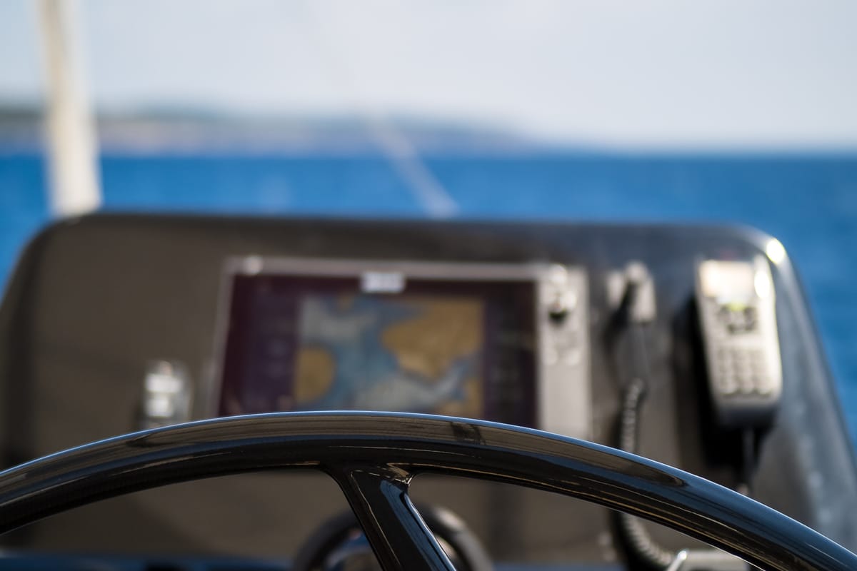 Cockpit of Solitaire, a Sunreef Yachts Sunreef 50 catamaran at Grad Kaštela, Croatia