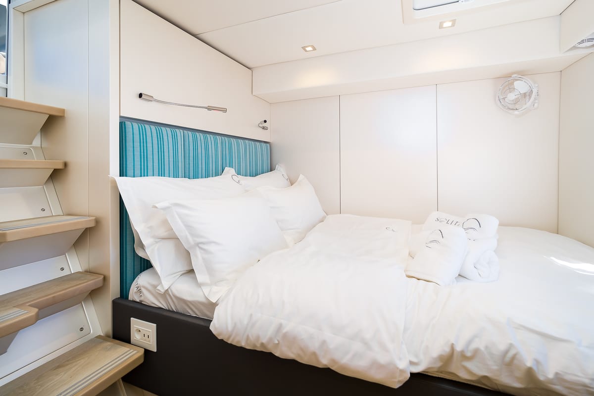 Cabin on Solitaire, a Sunreef Yachts Sunreef 50 catamaran at Grad Kaštela, Croatia