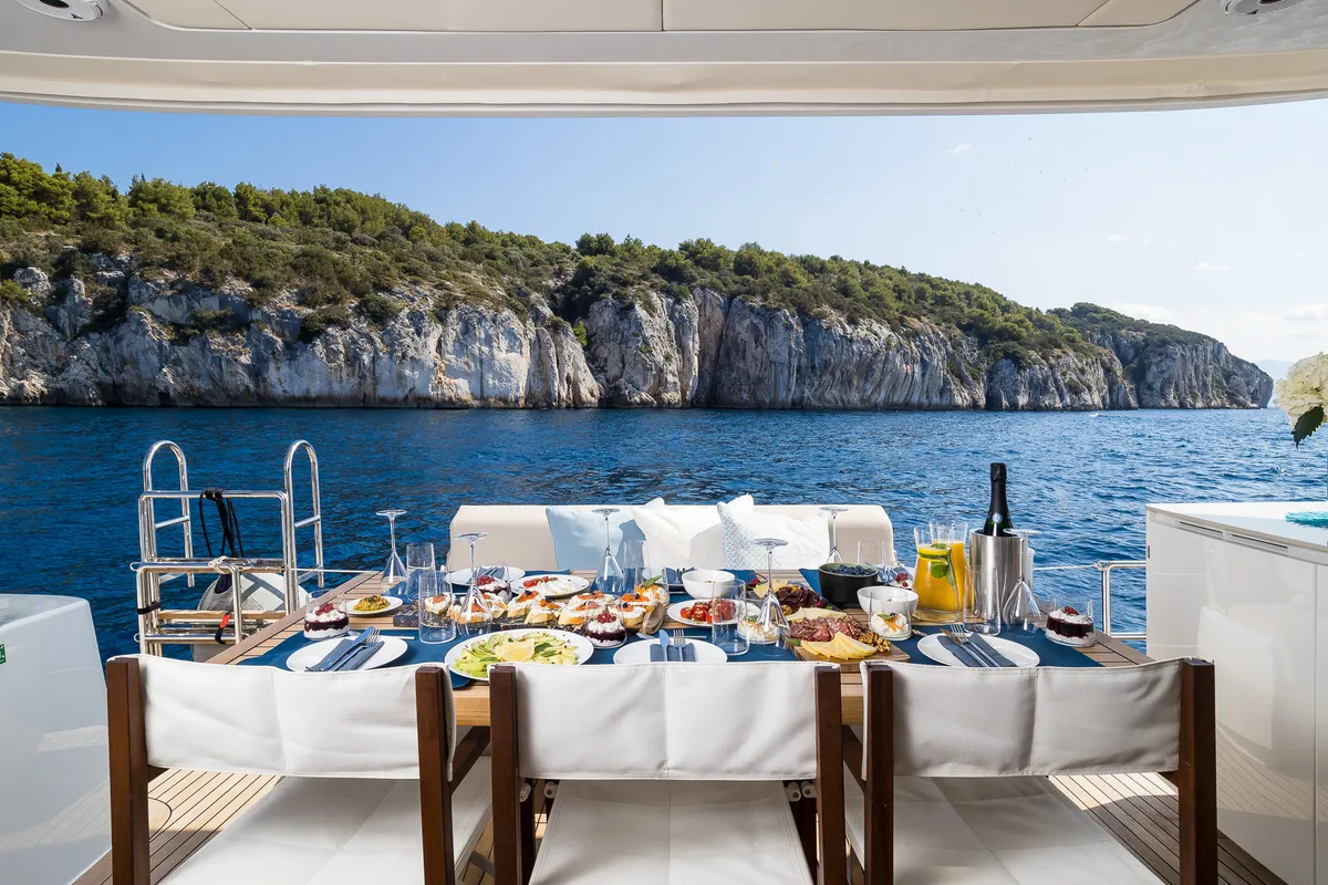 Deck of Solitaire, a Sunreef Yachts Sunreef 50 catamaran at Grad Kaštela, Croatia