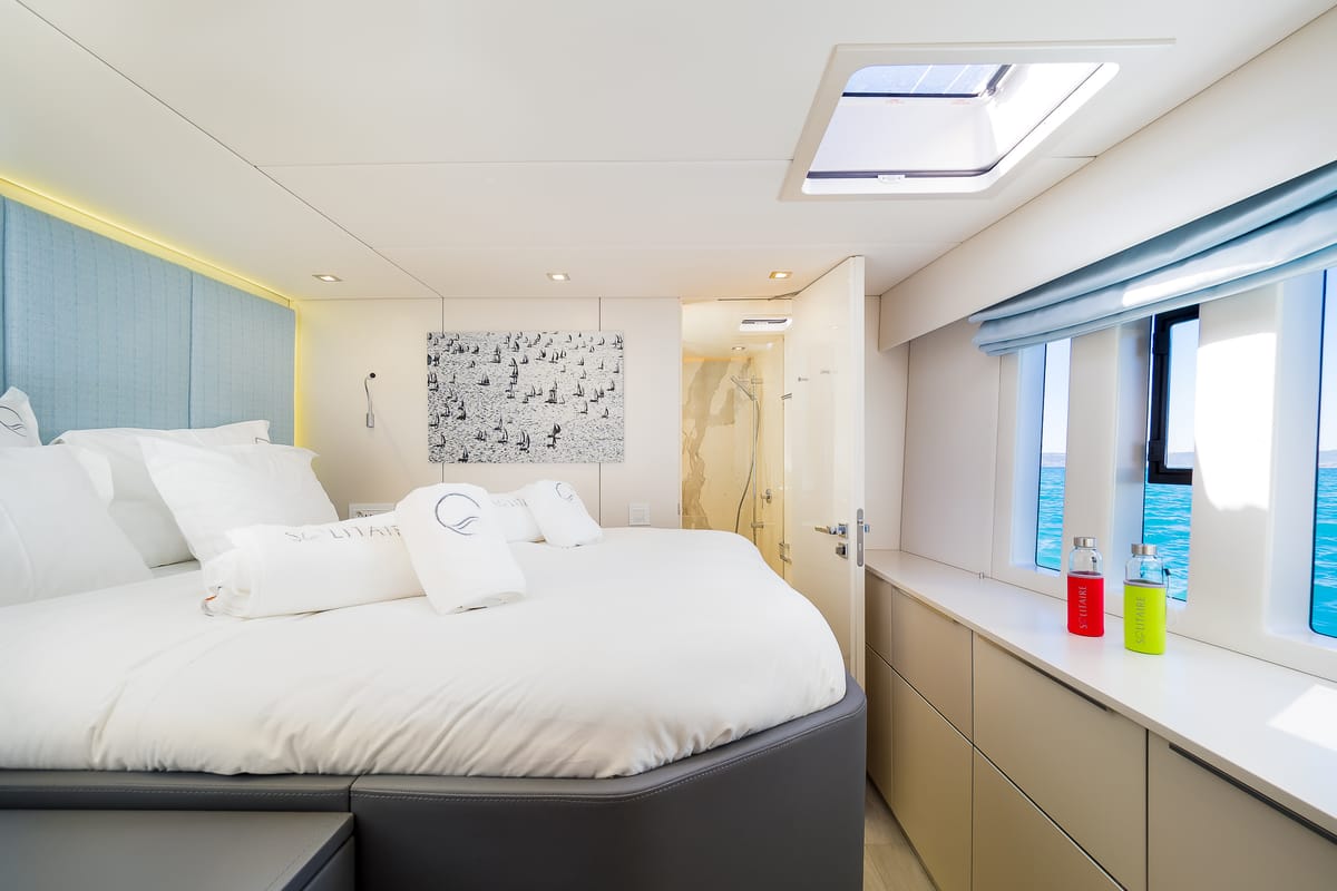 Cabin on Solitaire, a Sunreef Yachts Sunreef 50 catamaran at Grad Kaštela, Croatia