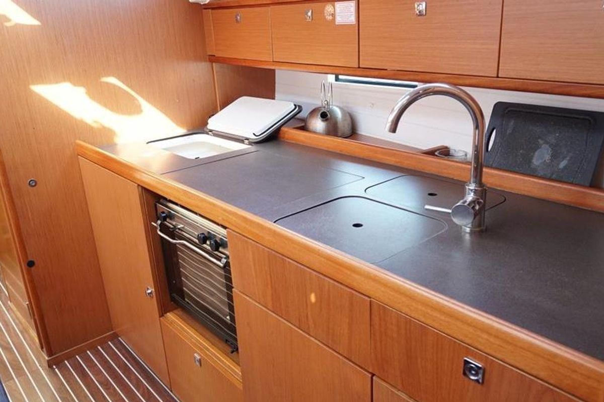Galley of Hermes, a Bavaria Cruiser 41 sailboat at Athens, Greece