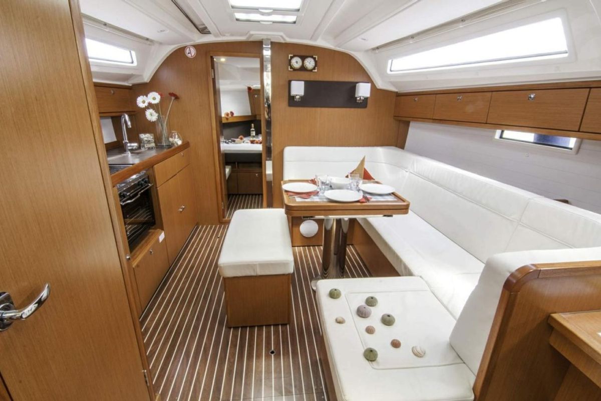 Salon of Hermes, a Bavaria Cruiser 41 sailboat at Athens, Greece