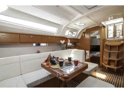 Salon of Hermes, a Bavaria Cruiser 41 sailboat at Athens, Greece