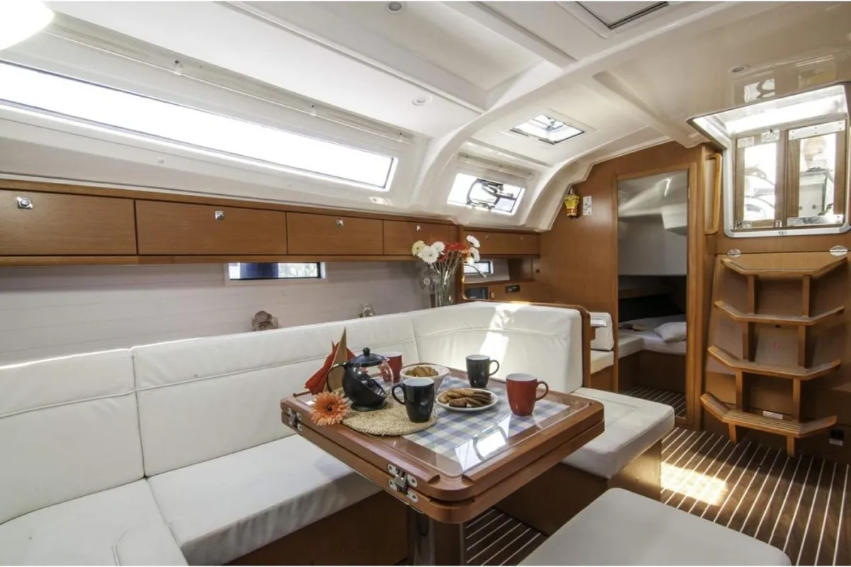 Salon of Hermes, a Bavaria Cruiser 41 sailboat at Athens, Greece