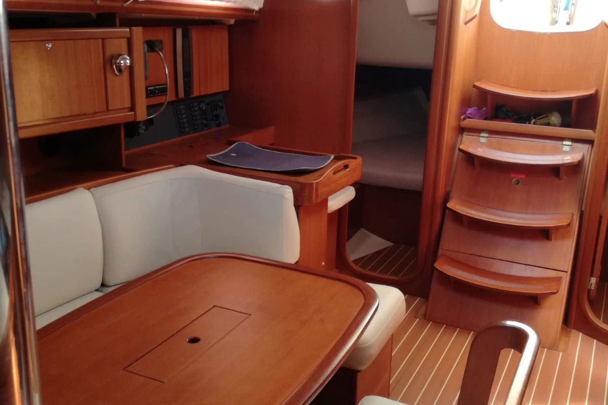 Salon of Erica, a Dufour 385 Grand Large sailboat at Marsala, Italy
