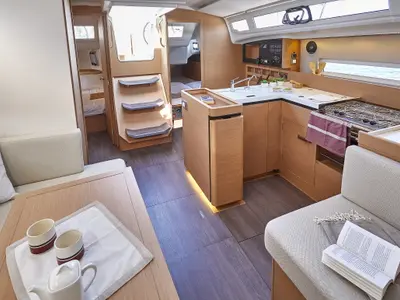 Galley of Magic Moments, a Jeanneau Sun Odyssey 410 sailboat at Grad Pula, Croatia