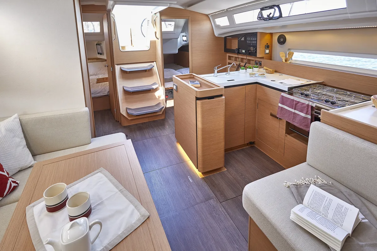 Galley of Magic Moments, a Jeanneau Sun Odyssey 410 sailboat at Grad Pula, Croatia