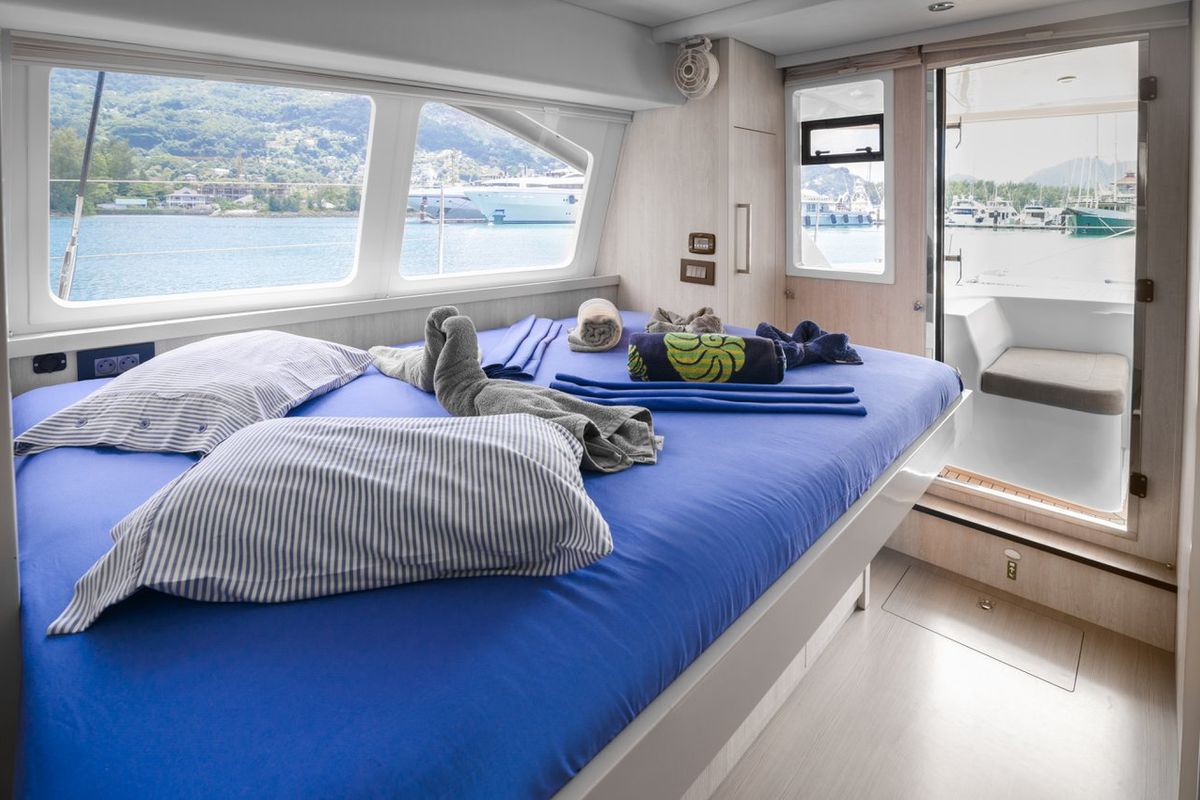 Cabin on Between, a Leopard 58 catamaran at Seychelles, Eden Island Marina, Seychelles